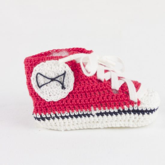 Scarpette rosse neonato portafortuna BABY STAR rosse in cotone NivesCoseBelle