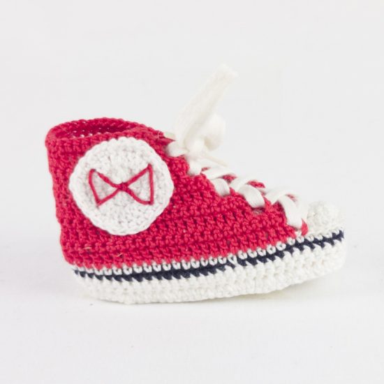 Scarpette rosse neonato portafortuna BABY STAR rosse in cotone NivesCoseBelle