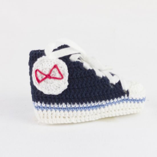 Scarpette neonato blu allstars BABY STAR portafortuna in cotone navy bebè NivesCoseBelle