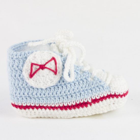 Scarpine neonato azzurre cotone portafortuna BABY STAR in cotone NivesCoseBelle