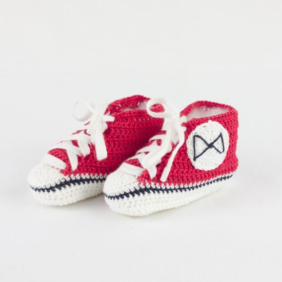 Scarpe neonato rosse portafortuna BABY STAR rosse in cotone NivesCoseBelle