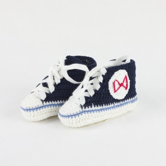 Scarpette neonato blu allstars BABY STAR portafortuna in cotone navy bebè NivesCoseBelle