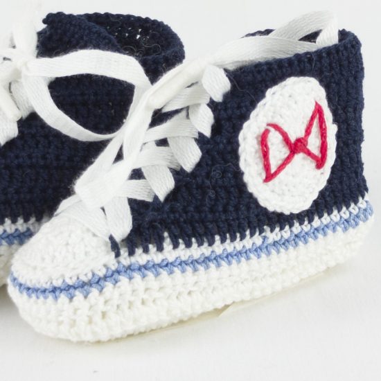 Scarpette neonato blu allstars BABY STAR portafortuna in cotone navy bebè NivesCoseBelle