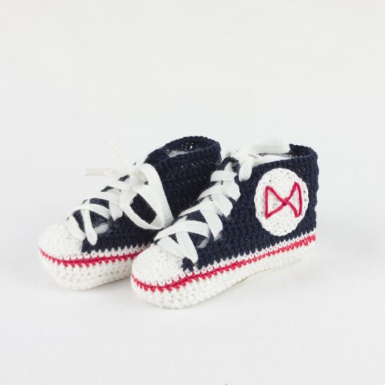 Scarpette neonato blu allstars BABY STAR portafortuna in cotone navy bebè NivesCoseBelle