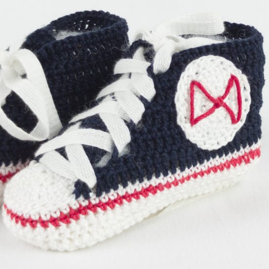 Scarpette neonato blu allstars BABY STAR portafortuna in cotone navy bebè NivesCoseBelle