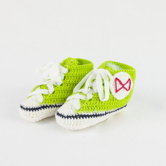 Scarpine neonati portafortuna cotone verde BABY STAR NivesCoseBelle