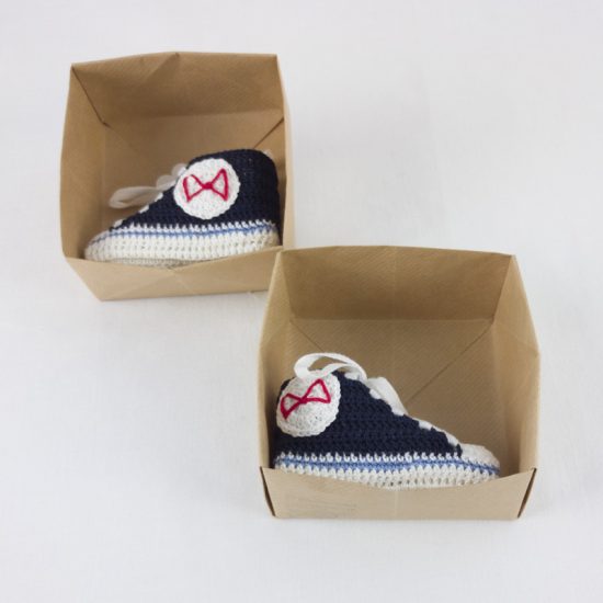 Scarpette neonato blu allstars BABY STAR portafortuna in cotone navy bebè NivesCoseBelle