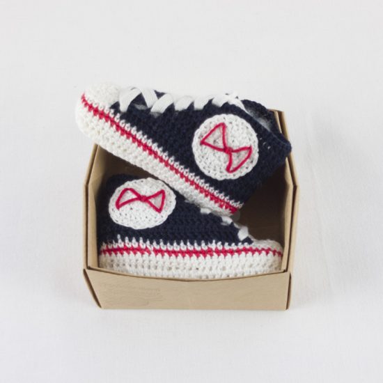 Scarpette neonato blu allstars BABY STAR portafortuna in cotone navy bebè NivesCoseBelle